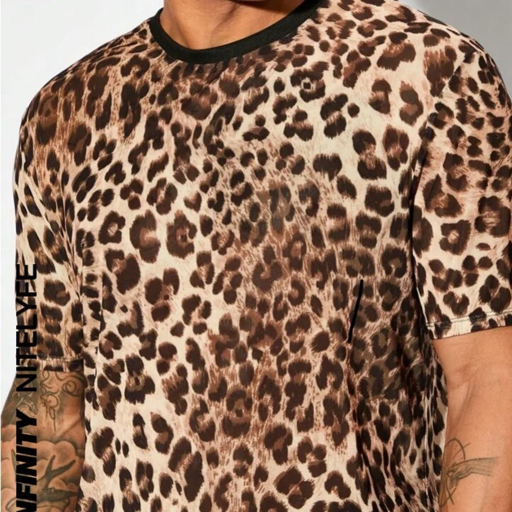 SHEIN Leopard Print Men's Shirt - Brown and Black - Picture 2 of 5